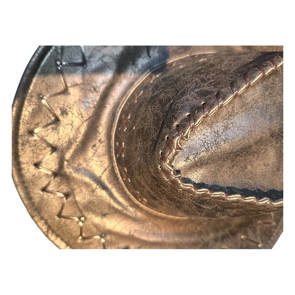 Gorgeous Distressed Black Faux Leather Cowboy Hat (VGUC) - Picture 7 of 9